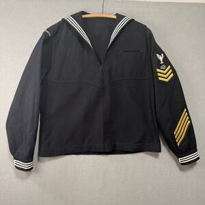Vintage 90s US Navy Sailor Jumper Blue Dress Wool Crackerjack Uniform Men 48R
